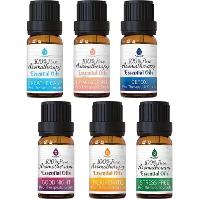 Pursonic 6 Pack Of 100% Pure Essential Aromatherapy Oils Blends In Multicolor