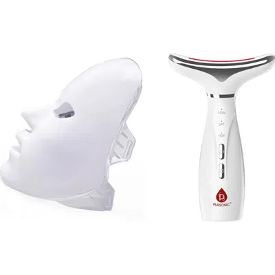 Pursonic 7-in-1 Facial Therapy Device & Led Light Therapy Mask Bundle In White