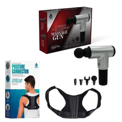 Pursonic Adjustable Posture Corrector & Professional Massage Gun In Black