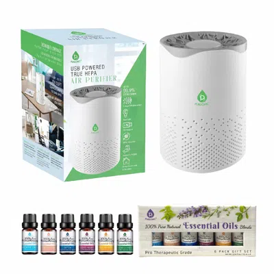 Pursonic Air Purifier With 6-pack Premium Essential Oils Collection In White