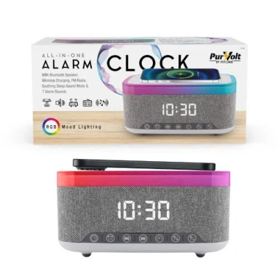 Pursonic All-in-one Alarm Clock With Bluetooth Speaker, Fm Radio & Qi Wireless Charging In Multi