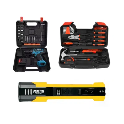 Pursonic All-in-one Home Project Powerhouse: 21v Cordless Drill, Handy Solutions 39-piece Tool Kit, And Ultra In Multi