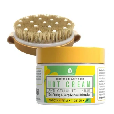 Pursonic Anti Cellulite & Muscle Relaxation Hot Cream With Bath Brush And Rubber Massager In White