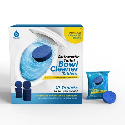 Pursonic Automatic Toilet Bowl Cleaner Tablets Stain & Odor Removal, Long-lasting Freshness, Blue Water Indic