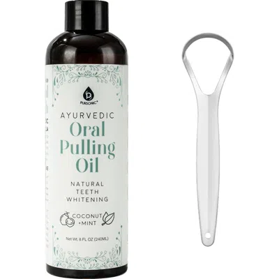Pursonic Ayurvedic Oral Pulling Oil & Tongue Scraper Set In Transparent