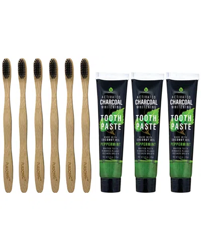 Pursonic Bamboo Toothbrush Charcoal Whitening Set In Transparent