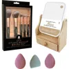 Pursonic Beauty Essentials Set Studio Makeup Brush Set, Multi Shape Sponges, And Dual Sided Vanity M In Multicolor