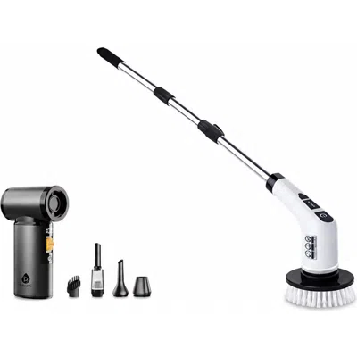 Pursonic Cordless Rechargeable Power Scrubber Brush + Multi-function Turbo Air Blower & Vacuum In Black