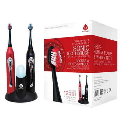 Pursonic Deluxe Plus Sonic Rechargeable Toothbrush With Built In Uv Sanitizer In Red
