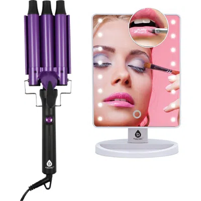 Pursonic Dimmable Led Vanity Mirror &  Triple Barrel Hair Curler In Metallic