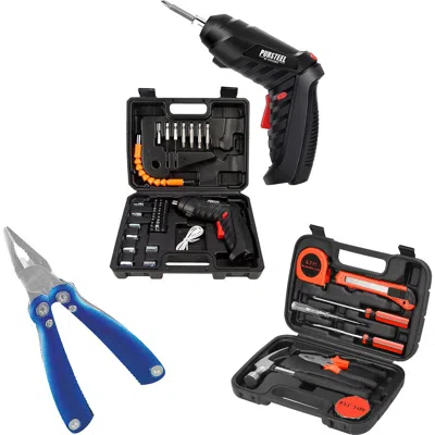 Pursonic Electric Screwdriver, 9-pc Tool Set & Multi Tool In Black