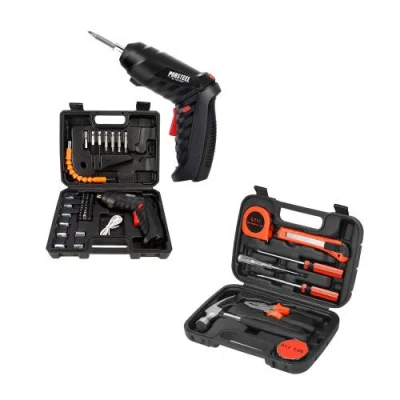 Pursonic Power & Repair Kit: Rechargeable Electric Screwdriver & 9-piece Handy Tool Set In Black