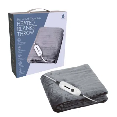 Pursonic Electric Soft Microplush Heated Blanket Throw - 62x84 Inches, Fast Heating With 3 Temperature Settin In Gray
