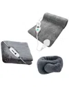 Pursonic Electric Soft Microplush Heated Throw Blanket In Gray