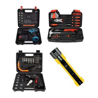 Pursonic Essential Power & Precision Kit: Drill, Electric Screwdriver, Handy Solutions Tools & Ultra Bright F In Multi