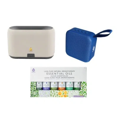 Pursonic Flameglow Aromatherapy Diffuser,  6-pack Essential Oils & Portable 360° Hi-res Wireless Spea In Multi