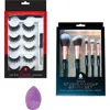 Pursonic Glam Essentials Bundle 3d Faux Mink Lashes, Makeup Sponge & Brush Set In Multicolor