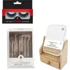 Pursonic 5pc Studio Makeup Brush Set + False Eyelashes Extensions + Dual-sided Vanity Mirror In Beige