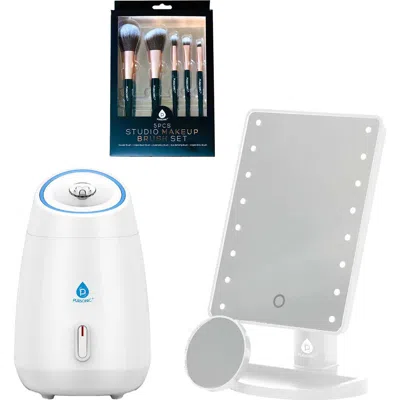 Pursonic Glow & Go Beauty Bundle With Led Vanity Mirror, Facial Steamer & 5-piece Brush Set In Multi
