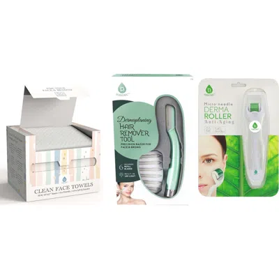 Pursonic Glow-up Trio Micro Needle Derma Roller, Precision Dermaplaning Tool, & Clean Facial Towels In Multi