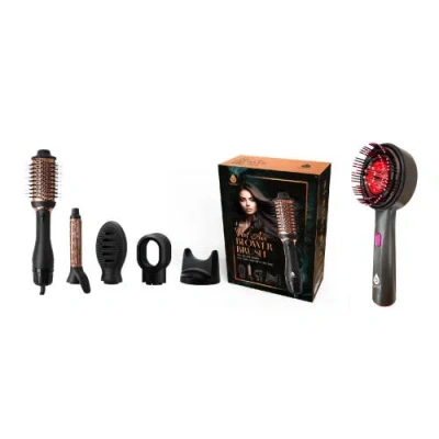 Pursonic Hair Wellness Duo Hot Air Blower Brush &  3-in-1 Led Therapy Scalp Brush In Black