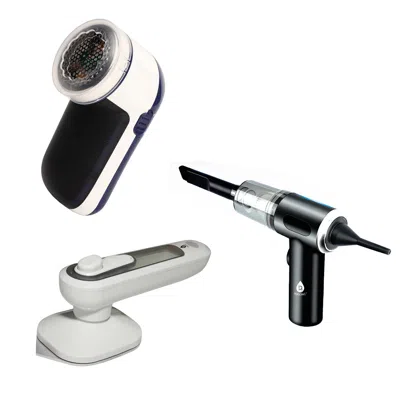 Pursonic Home & Travel Essentials: 2-in-1 Mini Vacuum, Lint Remover & Portable Iron In Black