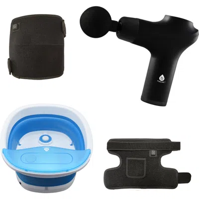 Pursonic Home Recovery Essentials Red Light Knee & Shoulder Pads, 3-speed Massage Gun, & Collapsible In Black