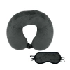 Pursonic Memory Foam Travel Pillow With Sleep Mask In Gray