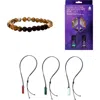 Pursonic Mindful Energy Jewelry Set Natural Lava Stone Bracelet With Essential Oils Set & Trinity Ge In Brown