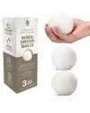 Pursonic Pack Of 3 Pure New Zealand Wool Dryer Balls In White