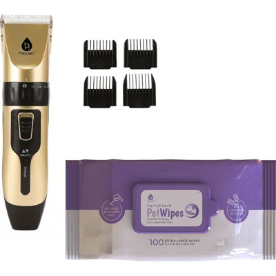 Pursonic Pet Wipes & Pet Hair Trimmer Grooming Kit In Gold