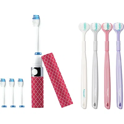 Pursonic Portable Sonic Toothbrush With Travel Case & 360° Toothbrush Set In Multi