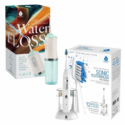 Pursonic Rechargeable Toothbrush & Water Flosser Duo With Multi-year Supply In White