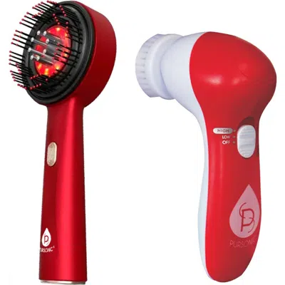 Pursonic Red Light Led Scalp & Hair Therapy Brush & Advanced Facial Cleansing