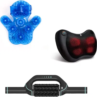 Pursonic Shiatsu Massager, Rechargeable Rolling Massager & Palm Harmony Glove In Black