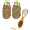 Pursonic Sisal Hemp Bath Glove, Pack Of 2, And 4-in-1 Foot Scrubber Bundle In Multicolor