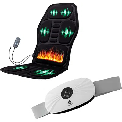 Pursonic Stomach & Back Massager + Shiatsu Massager Chair Mat With Heat In Multi
