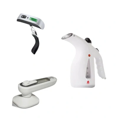 Pursonic Travel Essentials Bundle Digital Luggage Scale, Handheld Garment Steamer & Portable Travel  In White