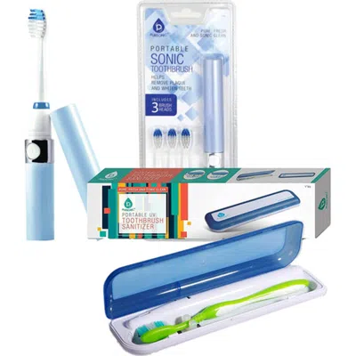 Pursonic Travel Oral Care Essentials Bundle Portable Uv Toothbrush Sanitizer & Portable Sonic Toothb In Multi