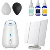 Pursonic Tri-fold Vanity Mirror,  Facial Steamer, Anti-aging Serum Set & Konjac Sponge Duo In Multicolor
