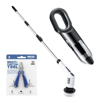 Pursonic Ultimate Cleaning & Multi-tool Bundle - Cordless Rechargeable Power Scrubber, Handheld Vacuum & 11-i In Silver