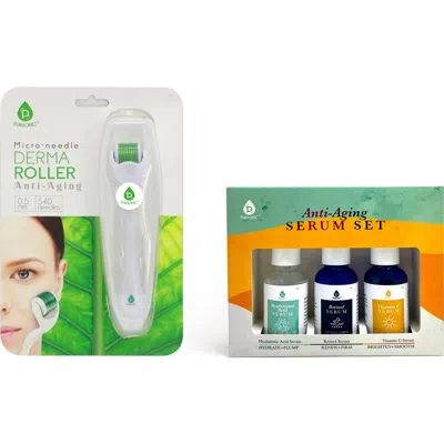 Pursonic Ultimate Renewal Kit Micro Needle Derma Roller + Anti-aging Serum Trio In Transparent