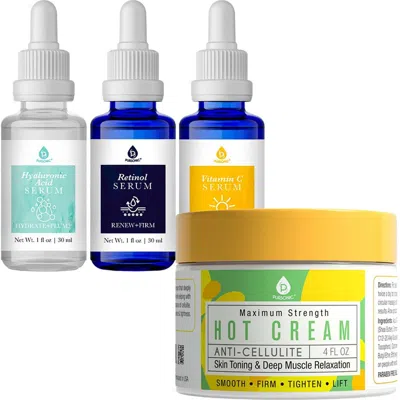 Pursonic Ultimate Skin Care Duo Anti Cellulite & Muscle Relaxation Hot Cream + Anti-aging Serum Set In White