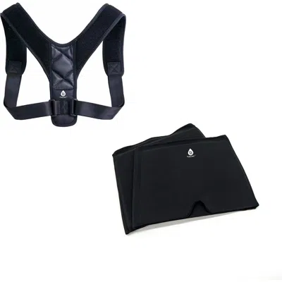 Pursonic Ultimate Wellness Bundle Brace Posture Corrector & Migraine Relief Cap In Black