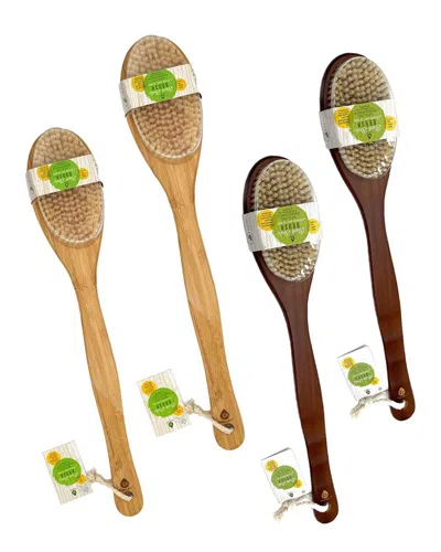 Pursonic Unisex Bath Body Brush With Long Bamboo Handle In Multi