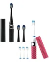 Pursonic Black & Pink Portable Sonic Toothbrush Bundle In Multi