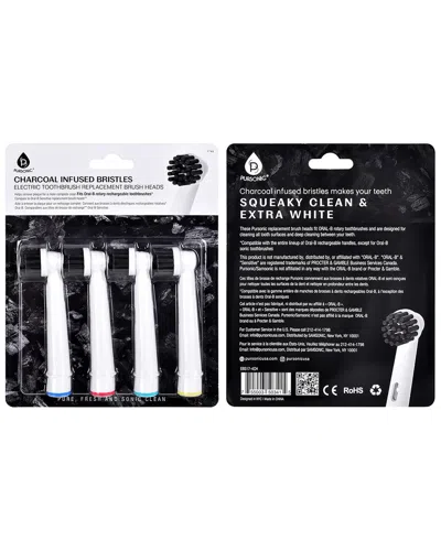 Pursonic Unisex Charcoal Infused Bristles Electric Toothbrush Replacement Brush Heads In Multi