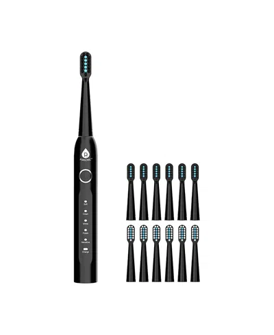 Pursonic Usb Rechargeable Electric Toothbrush With 12 Brush Heads In Black