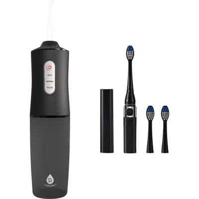 Pursonic Water Flosser & Portable Sonic Toothbrush Oral Care Bundle In Black