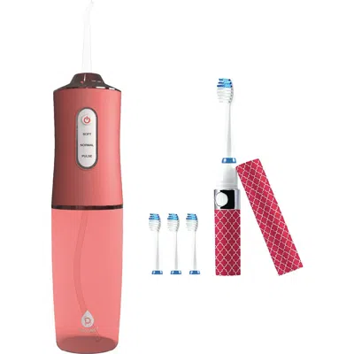 Pursonic Water Flosser & Portable Sonic Toothbrush Oral Care Bundle In Pink